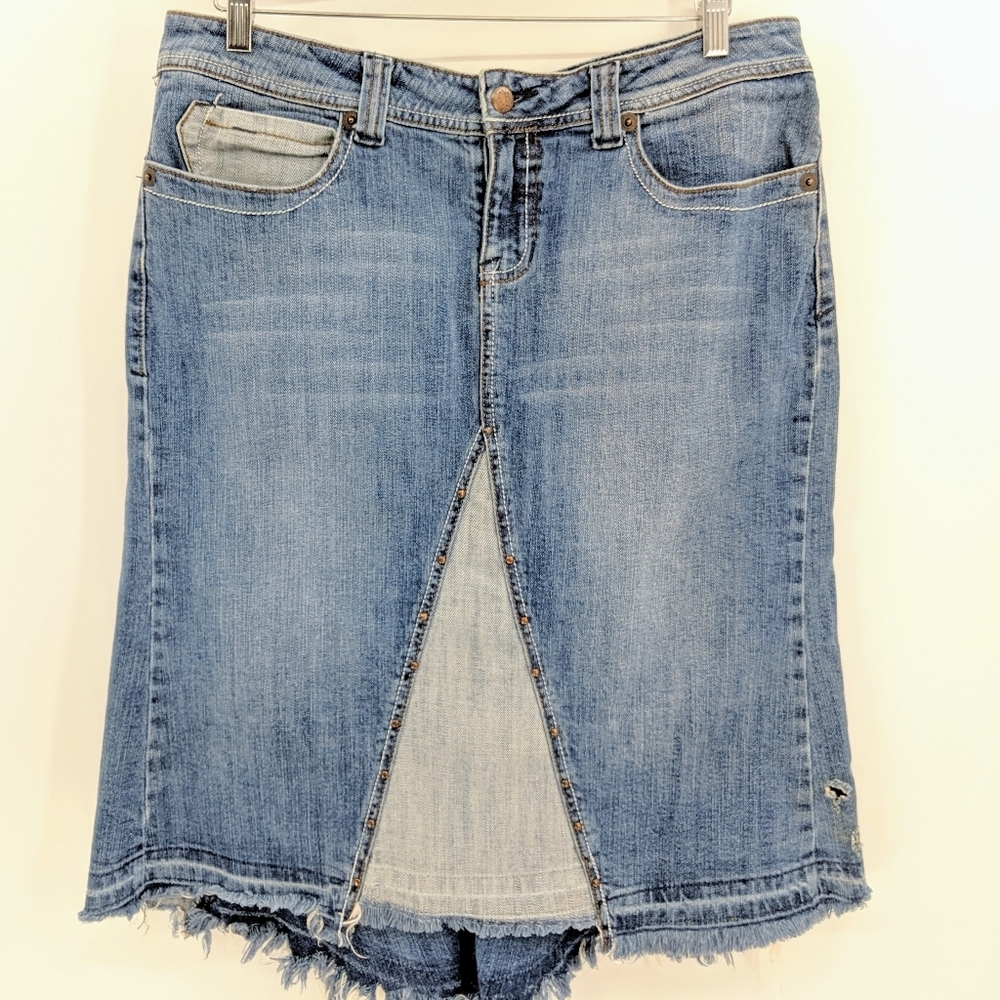 Bella Dahl Patchwork‎ Studded Denim Skirt
